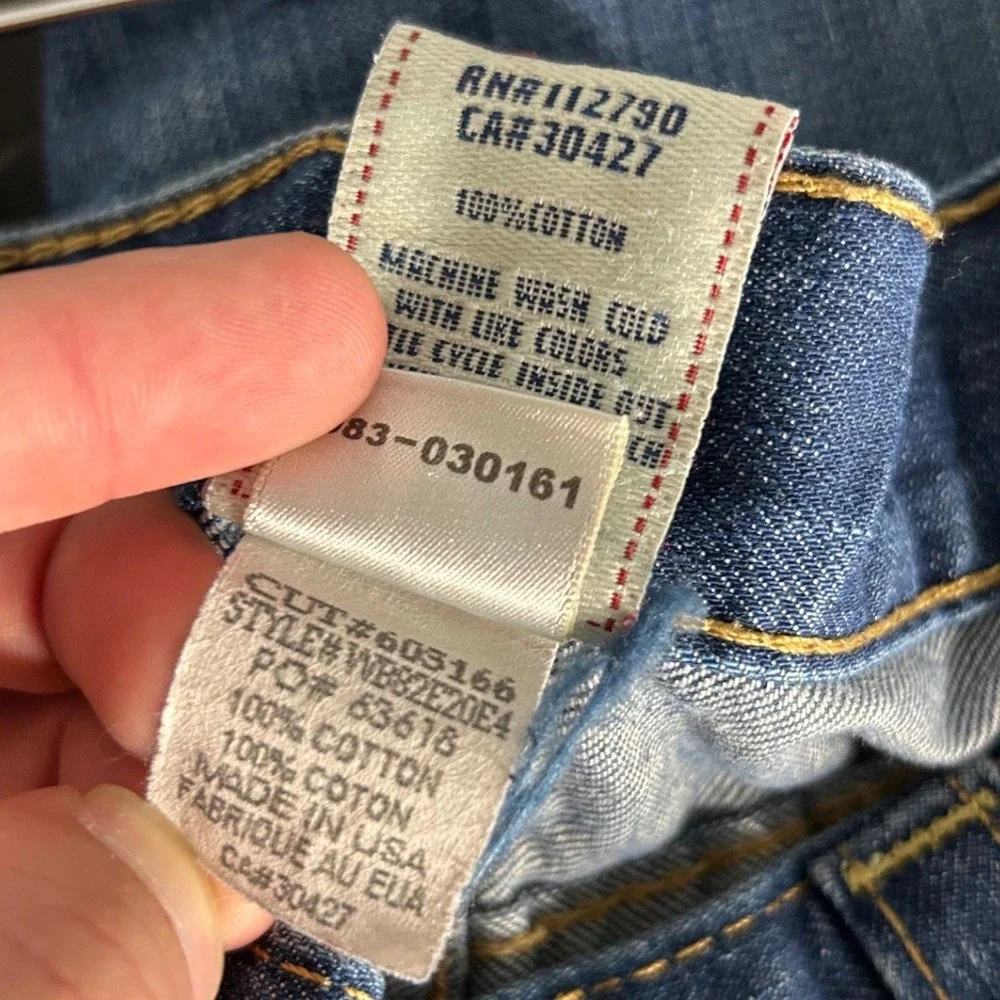 True Religion Joey Jeans Mens 32 Blue Denim Raw Hem Y2K Streetwear Made in USA
